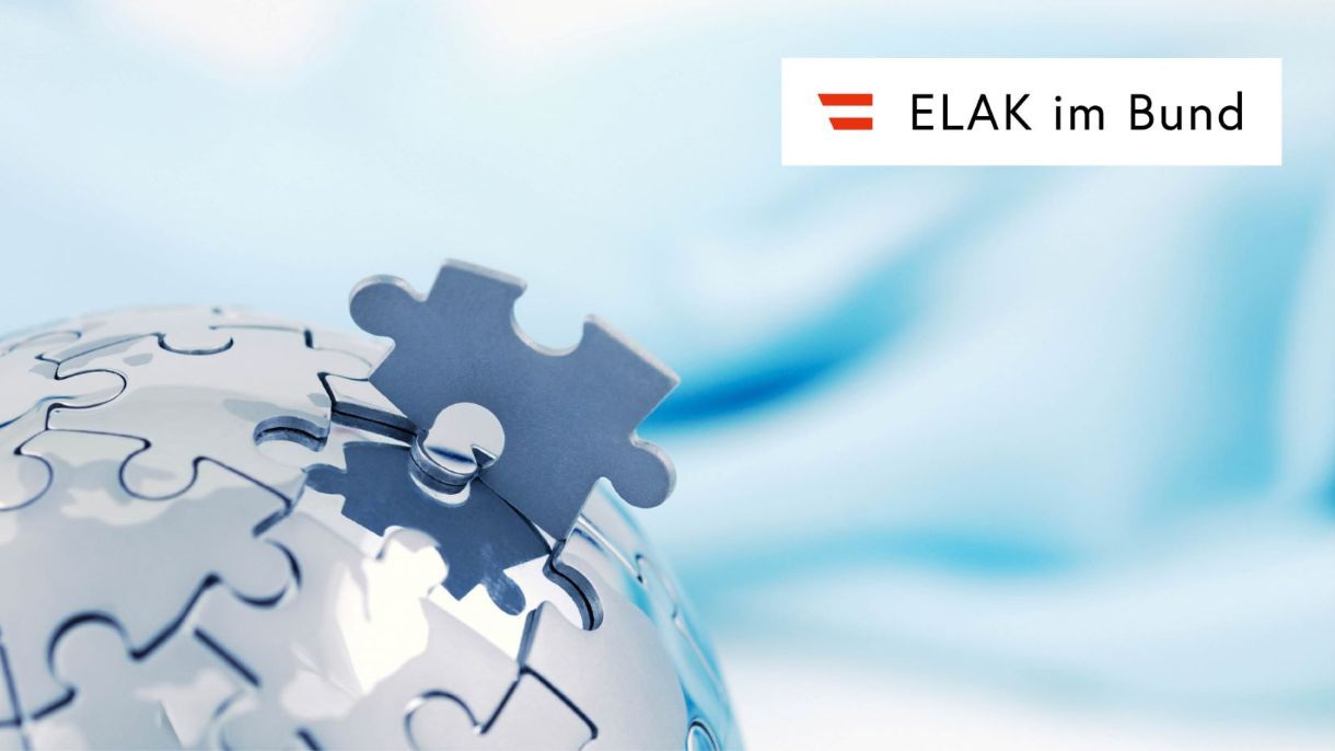 Globus in Puzzleform mit ELAK Logo