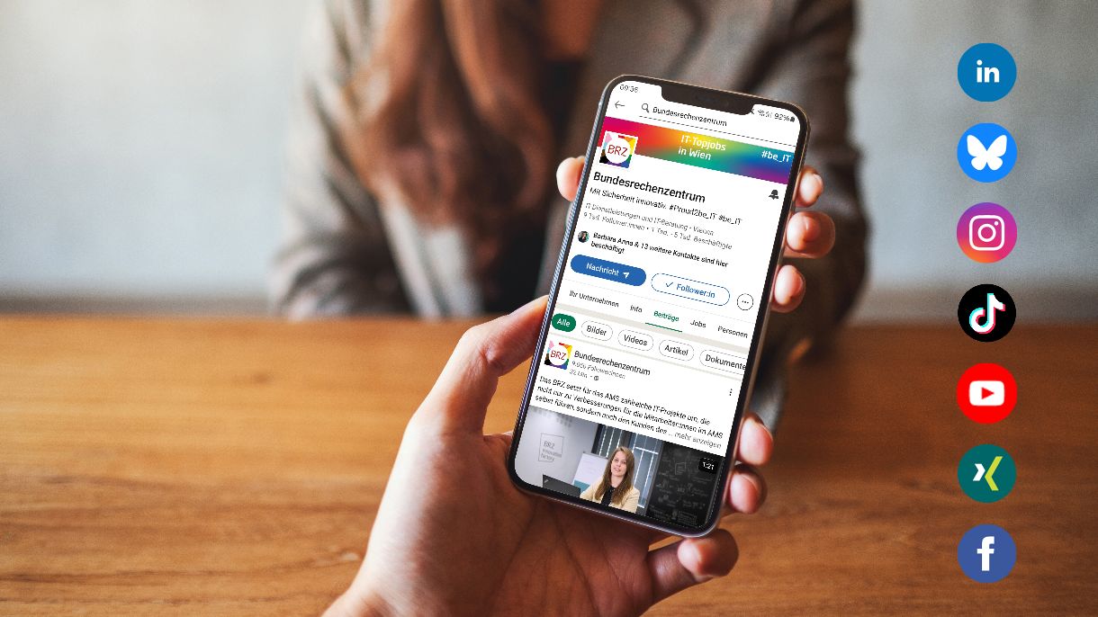 Handy zeigt die BRZ-LinkedIn-Seite