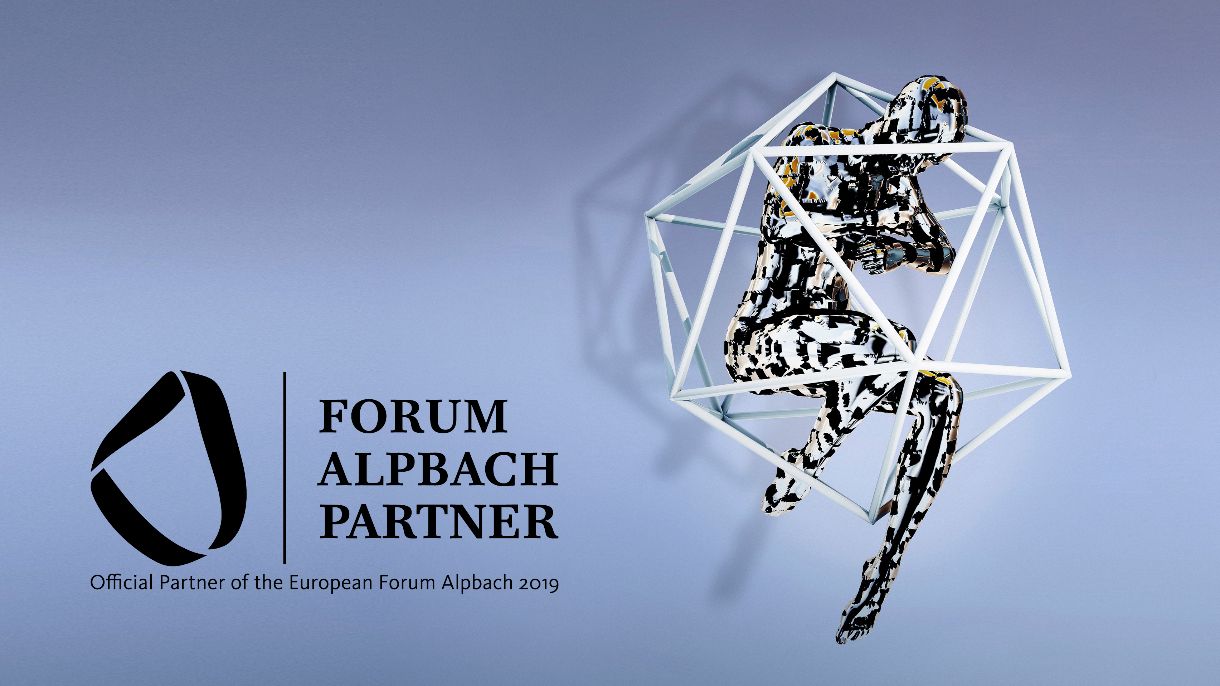 Sujetbild vom Forum Alpbach 2019 mit Partnerlogo
