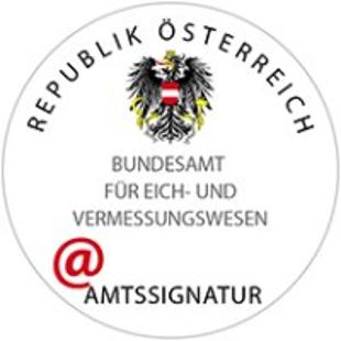 Das Amtssignatur-Siegel des österreichischen Bundesamtes für Eich- und Vermessungswesen