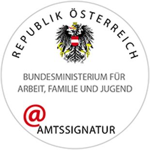 Das Amtssignatur-Siegel des österreichischen Bundesministerium für Arbeit, Familie und Jugend