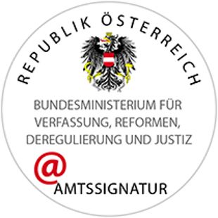 Amtssignatur-Siegel des Bundesministeriums für Verfassung, Reformen, Deregulierung und Justiz