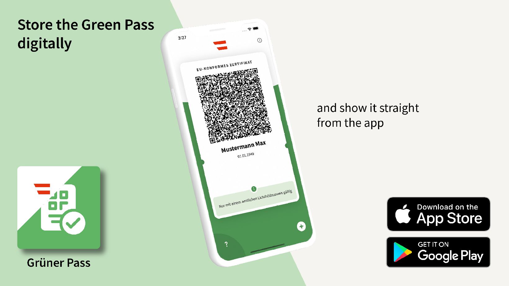 View of the App Green Pass