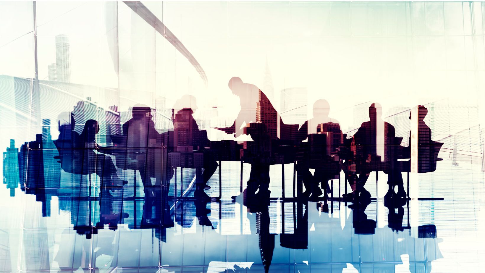 Several people sitting around a table in a meeting.