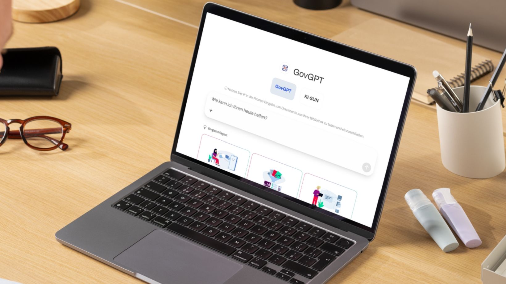 GovGPT wird auf einem Laptop angezeigt.