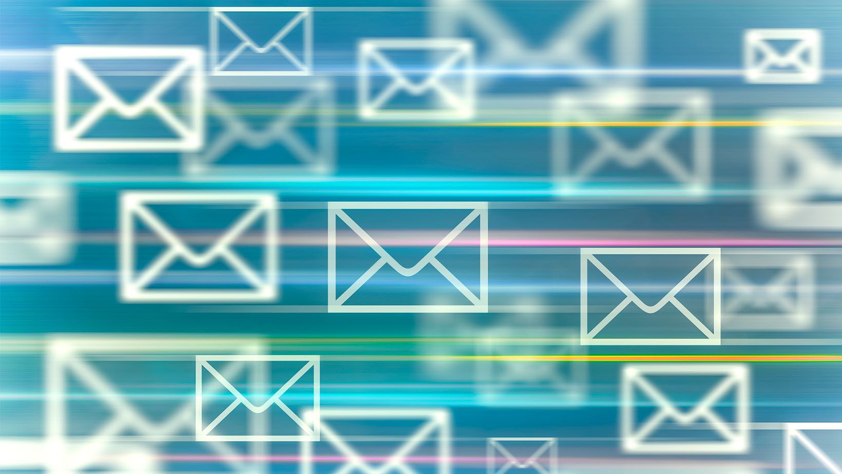 Blauer verschwommener Hintergrund mit weissen Email Icons