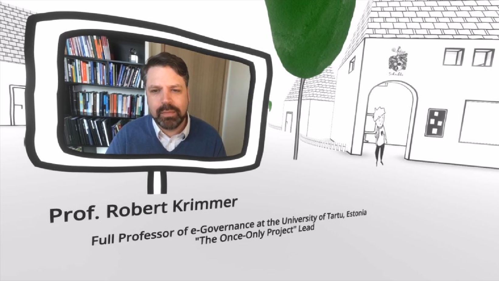 Bildschirm mit dem Portrait von Robert Krimmer