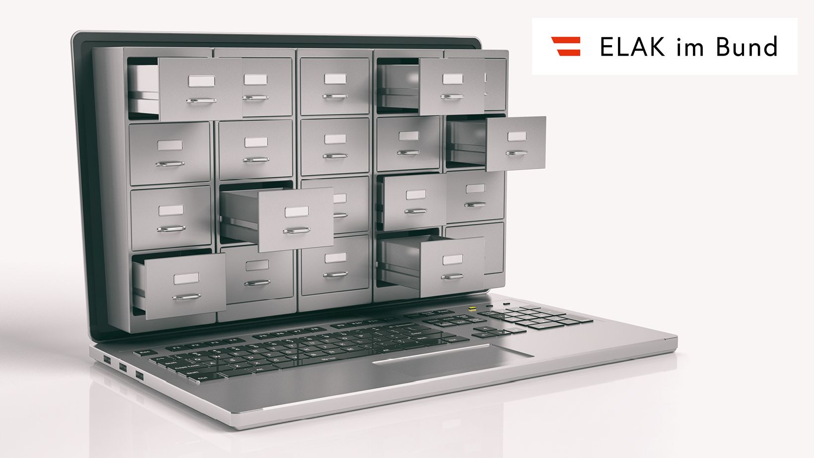 ELAK im Bund, @ELAK - iStock.com/Rawf8 Es ist ein Computer zu sehen der Akten "verschluckt"