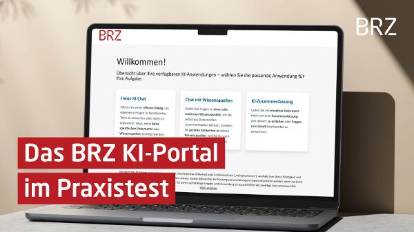 Laptop mit KI-Portal am Bildschirm