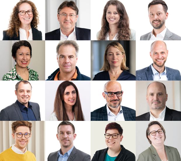 Collage mit Porträts von verschiedenen BRZ Mitarbeiterinnen und Mitarbeiter