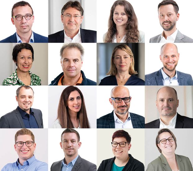 Collage mit Porträts von verschiedenen BRZ Mitarbeiterinnen und Mitarbeiter